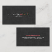 Charcoal Gray Linen Texture Sleek Simple Visitenkarte (Vorne/Hinten)
