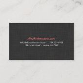 Charcoal Gray Linen Texture Sleek Simple Visitenkarte (Rückseite)