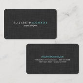 Charcoal Gray Linen Texture Sleek Simple Visitenkarte (Vorne/Hinten)