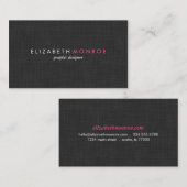 Charcoal Gray Linen Texture Sleek Simple Visitenkarte (Vorne/Hinten)