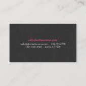 Charcoal Gray Linen Texture Sleek Simple Visitenkarte (Rückseite)