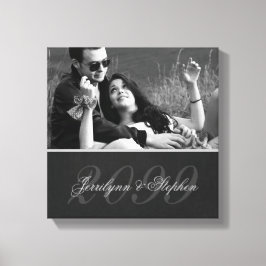 Charcoal Gray Mat Anniversary Name SQUARE Foto Leinwanddruck