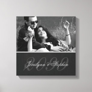 Charcoal Gray Mat Anniversary Name SQUARE Foto Leinwanddruck