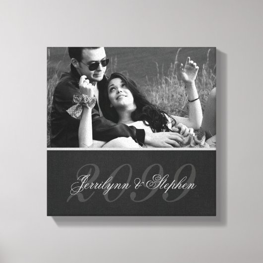 Charcoal Gray Mat Anniversary Name SQUARE Foto Leinwanddruck (Vorderseite)