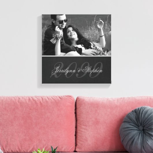 Charcoal Gray Mat Anniversary Name SQUARE Foto Leinwanddruck (Insitu (Wohnzimmer))