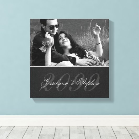 Charcoal Gray Mat Anniversary Name SQUARE Foto Leinwanddruck (Insitu (Holzboden))