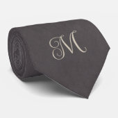 Charcoal Gray Monogram Krawatte (Gerollt)