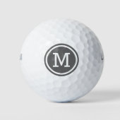 Charcoal Gray Monogram Personalisierte Golfbälle (Vorderseite)