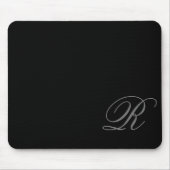 Charcoal Gray Monogram Script Black Mouse Pad Mousepad (Vorne)
