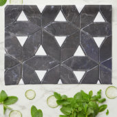 Charcoal Gray Mosaic | Blume des Lebensverlaufs Geschirrtuch (Gefaltet)