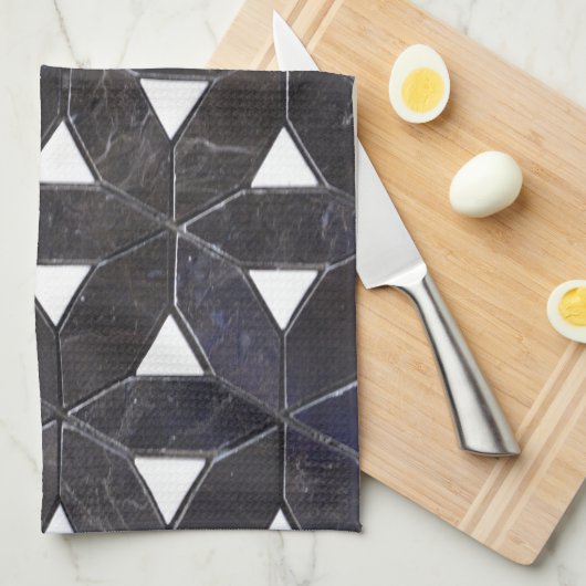 Charcoal Gray Mosaic | Blume des Lebensverlaufs Geschirrtuch (Viertel Falte)
