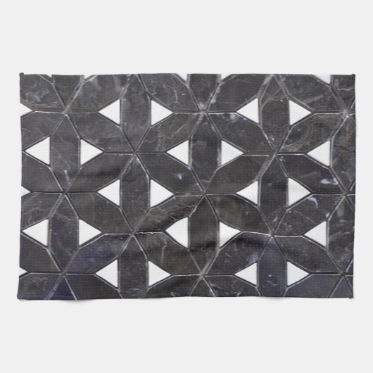 Charcoal Gray Mosaic | Blume des Lebensverlaufs Geschirrtuch (Horizontal)
