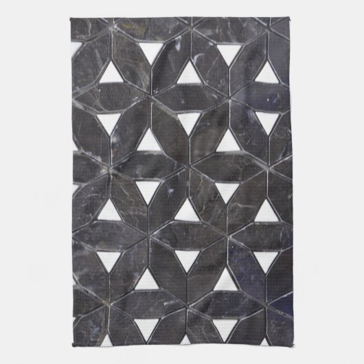 Charcoal Gray Mosaic | Blume des Lebensverlaufs Geschirrtuch (Vertikal)