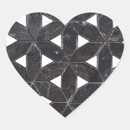 Charcoal Gray Mosaic | Blume des Lebensverlaufs Herz-Aufkleber (Vorderseite)