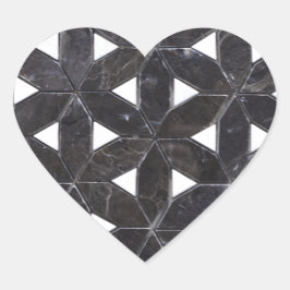 Charcoal Gray Mosaic | Blume des Lebensverlaufs Herz-Aufkleber