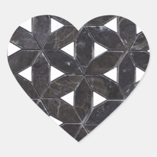 Charcoal Gray Mosaic   Blume des Lebensverlaufs Herz-Aufkleber