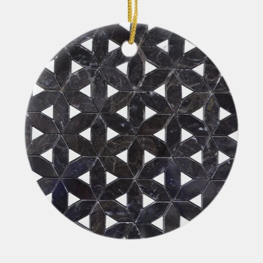 Charcoal Gray Mosaic | Blume des Lebensverlaufs Keramik Ornament (Vorne)