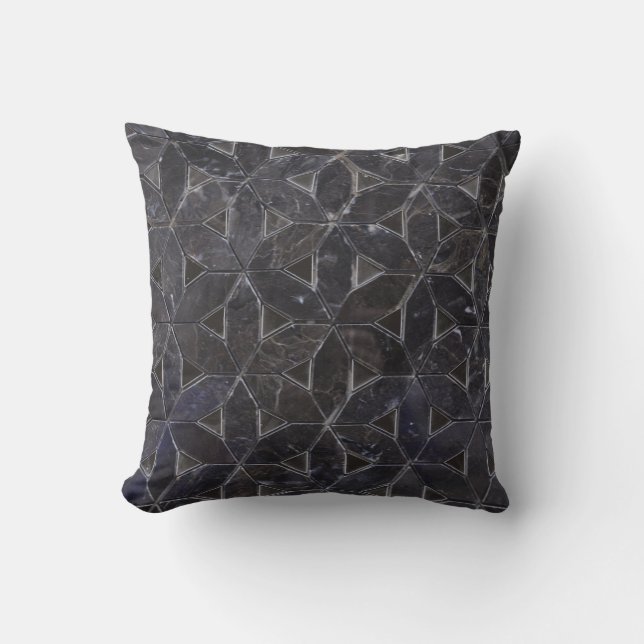Charcoal Gray Mosaic | Blume des Lebensverlaufs Kissen (Vorderseite)