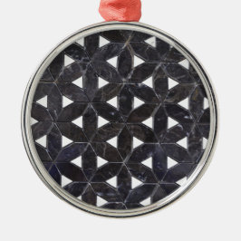 Charcoal Gray Mosaic | Blume des Lebensverlaufs Silbernes Ornament