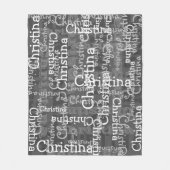 Charcoal Gray Name Collage Personalisiert Fleecedecke (Vorderseite)