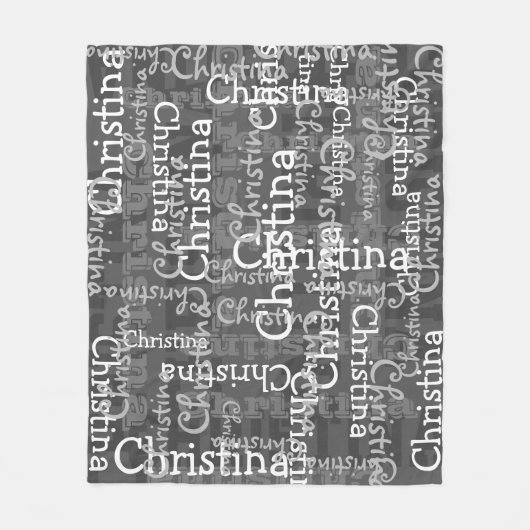 Charcoal Gray Name Collage Personalisiert Fleecedecke (Vorderseite)