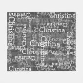 Charcoal Gray Name Collage Personalisiert Fleecedecke (Vorderseite (Horizontal))