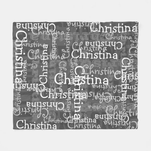 Charcoal Gray Name Collage Personalisiert Fleecedecke (Vorderseite (Horizontal))