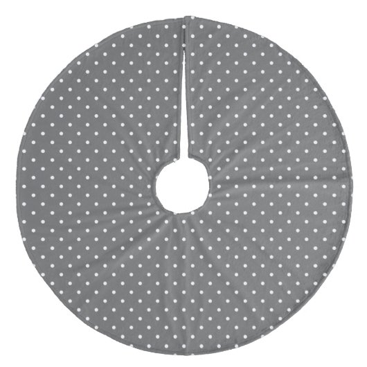 Charcoal Gray Niedlich Polka Dots Fleece Weihnachtsbaumdecke (Vorderseite)