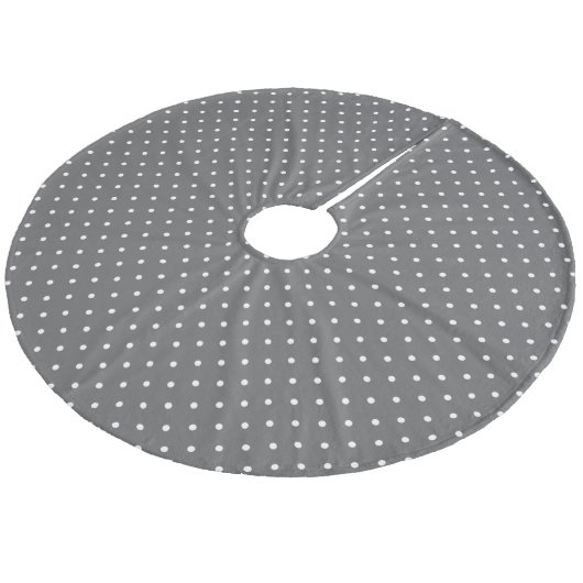 Charcoal Gray Niedlich Polka Dots Fleece Weihnachtsbaumdecke (Schrägansicht)