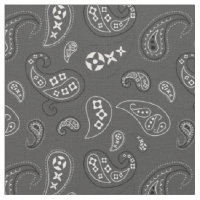Charcoal Gray Paisley Western Bandana Print
