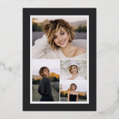 Charcoal Gray Photo Graduation Rose Gold Folieneinladung (Rückseite)