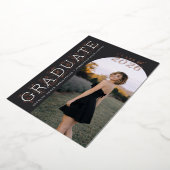 Charcoal Gray Photo Graduation Rose Gold Folieneinladung (Gedreht)