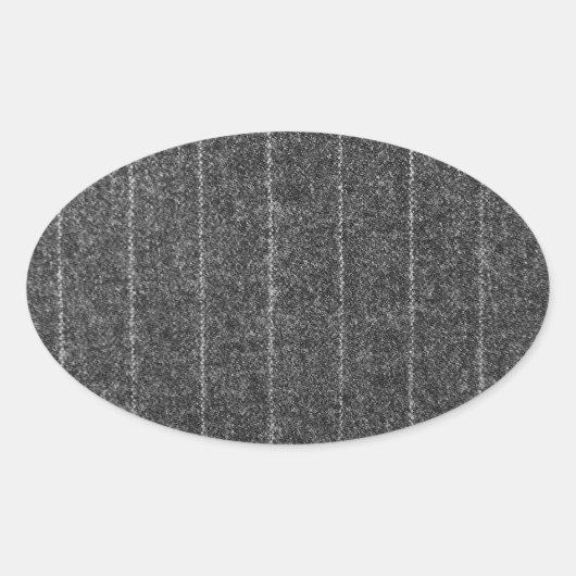 Charcoal Gray Pinstripe Tweed Schwarzer Stoff Ovaler Aufkleber (Vorderseite)