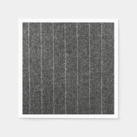 Charcoal Gray Pinstripe Tweed Schwarzer Stoff Serviette (Vorderseite)