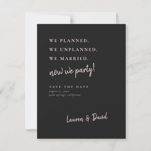 Charcoal Gray Post Wedding Update Save the Date (Vorderseite)