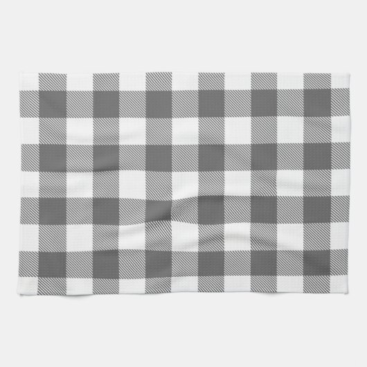 Charcoal Gray Preppy Buffalo Karo Kariert Handtuch (Horizontal)
