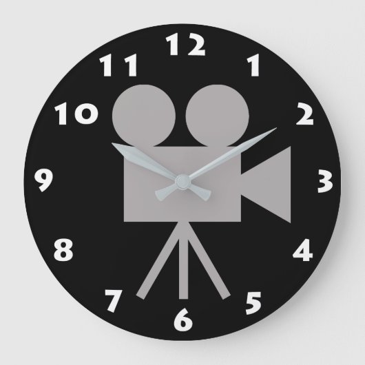 CHARCOAL GRAY RETRO FILM KAMERA UND WEISSE NUMMER GROßE WANDUHR (Vorderseite)