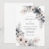 Charcoal Gray Romantic Spring Wedding Einladung (Vorne/Hinten)