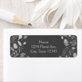 Charcoal Gray Silver Floral Wedding Address Labels (Insitu)
