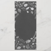 Charcoal Gray & Silver Floral Wedding Menu Card Menükarte (Rückseite)