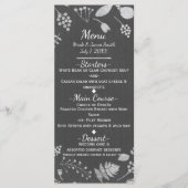Charcoal Gray & Silver Floral Wedding Menu Card Menükarte (Vorderseite)