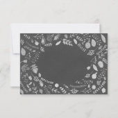 Charcoal Gray & Silver Floral Wedding RSVP Karte (Rückseite)
