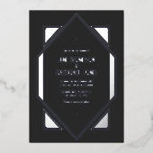 Charcoal Gray & Silver Gatsby Art Deco Wedding Folieneinladung (Vorderseite)