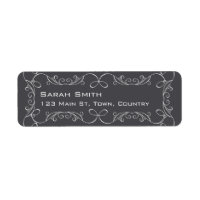 Charcoal Gray Swirl Wedding Address Labels