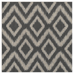 Charcoal Gray Tribal Ikat Zickzack Stoff