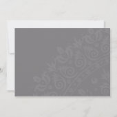 Charcoal Gray und Aqua Damask Hochzeit Einladung (Rückseite)