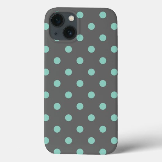 Charcoal Gray und Aqua Polka Dots Case-Mate iPhone Hülle (Rückseite)