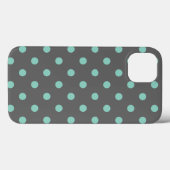 Charcoal Gray und Aqua Polka Dots Case-Mate iPhone Hülle (Rückseite (Horizontal))