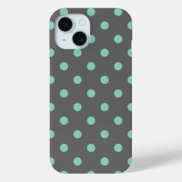 Charcoal Gray und Aqua Polka Dots
