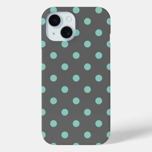 Charcoal Gray und Aqua Polka Dots Case-Mate iPhone Hülle (Rückseite)